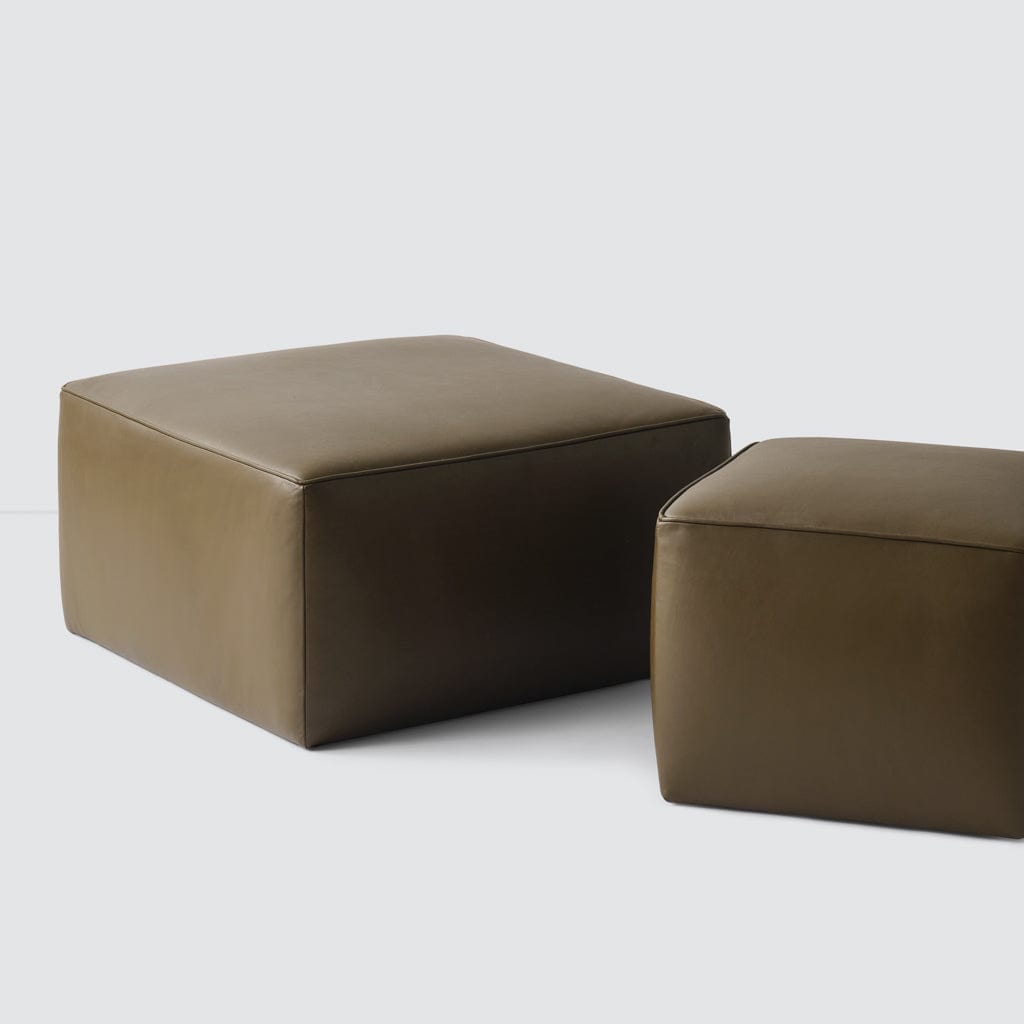 Torres Square Leather Ottoman - Medium & Large