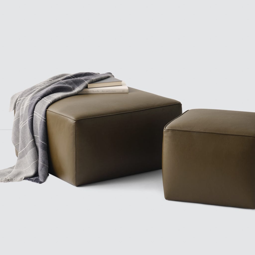 Torres Square Leather Ottoman - Medium & Large