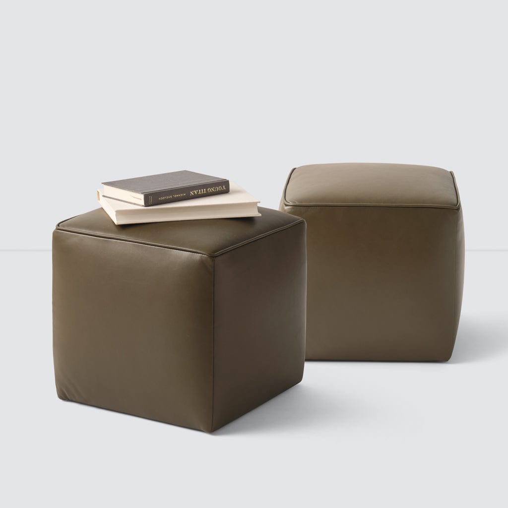 Torres Square Leather Ottoman - Small