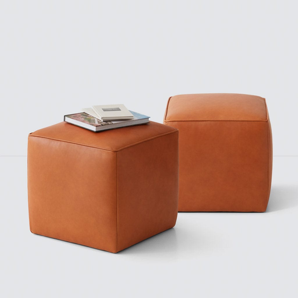 Torres Square Leather Ottoman - Small