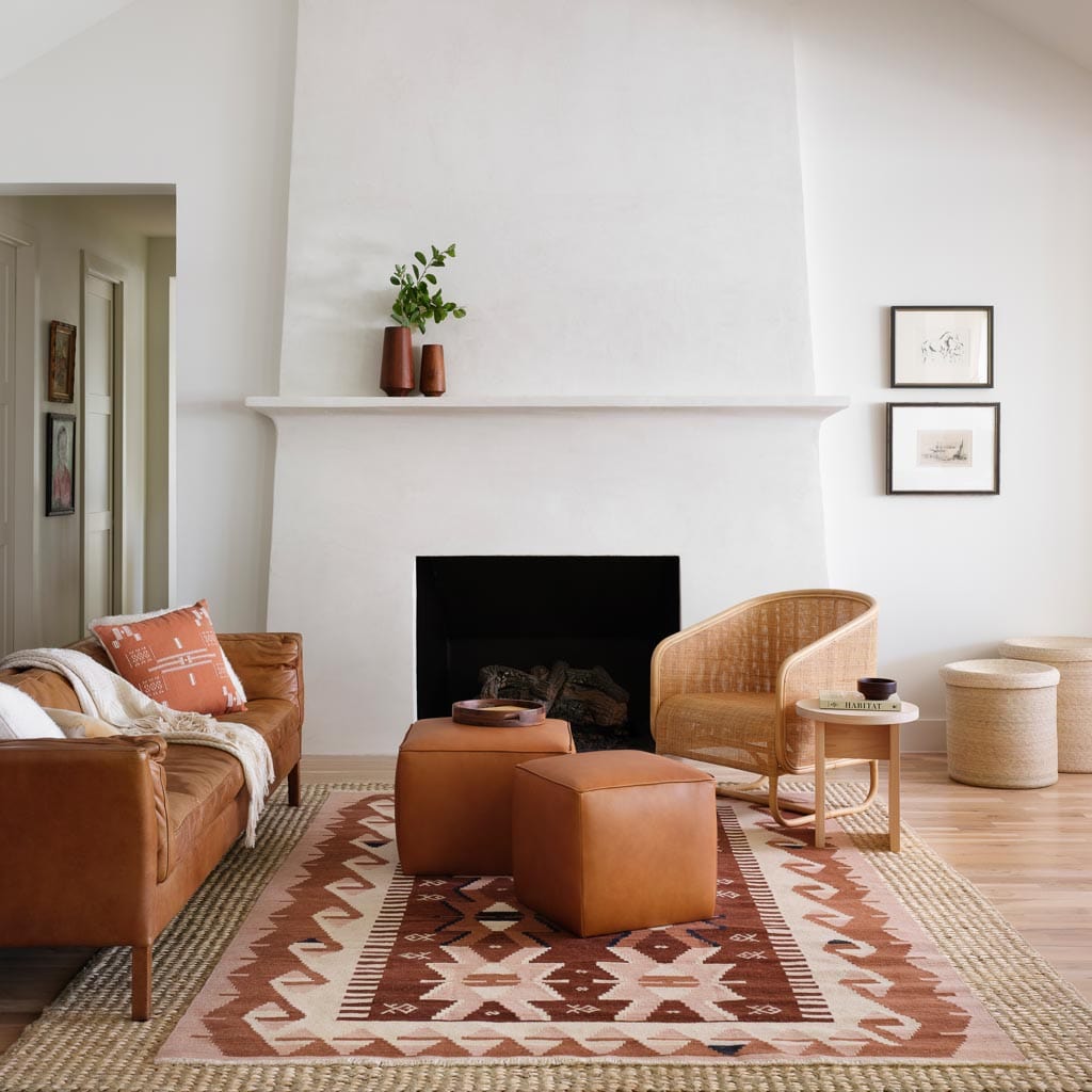 Torres Square Leather Ottoman - Small