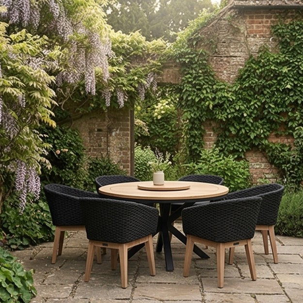 Tuscany 6 Seater Round Dining Set with Eden Night Dining Chairs