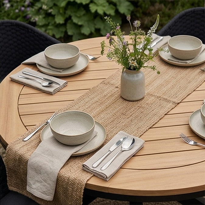 Tuscany 6 Seater Round Dining Set with Eden Night Dining Chairs