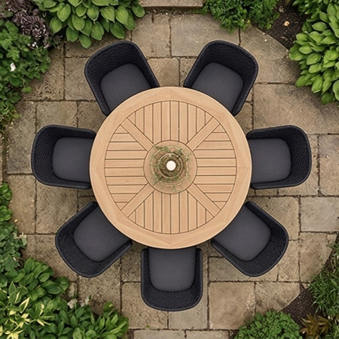 Tuscany 6 Seater Round Dining Set with Eden Night Dining Chairs