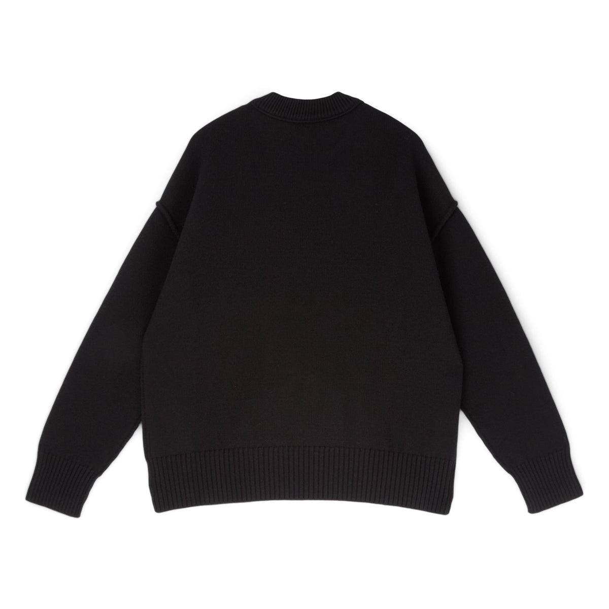 AMI Paris Crewneck Sweater With Contrasted AMI De Couer (Noir/Rouge)