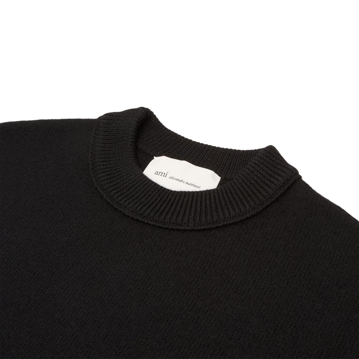 AMI Paris Crewneck Sweater With Contrasted AMI De Couer (Noir/Rouge)