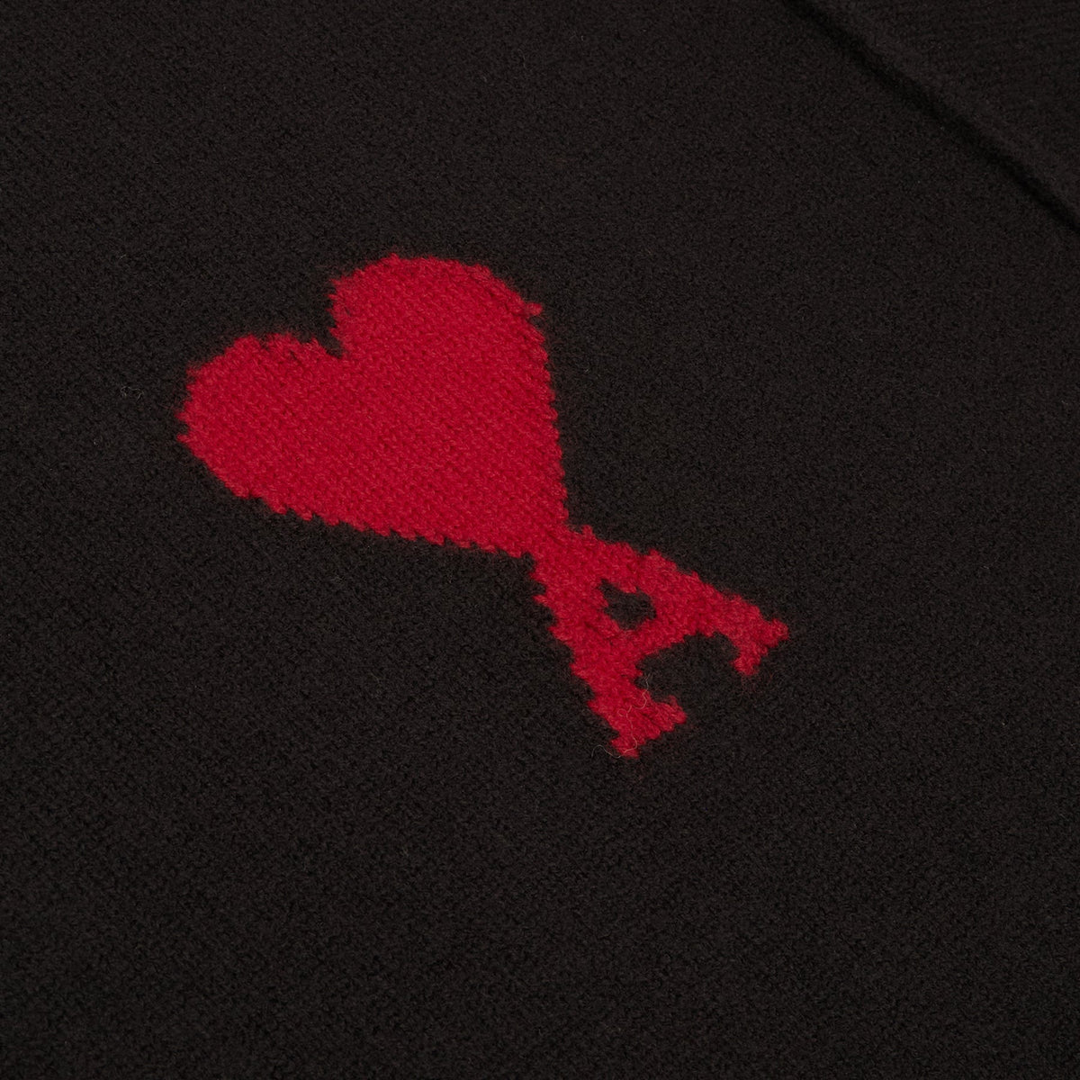 AMI Paris Crewneck Sweater With Contrasted AMI De Couer (Noir/Rouge)