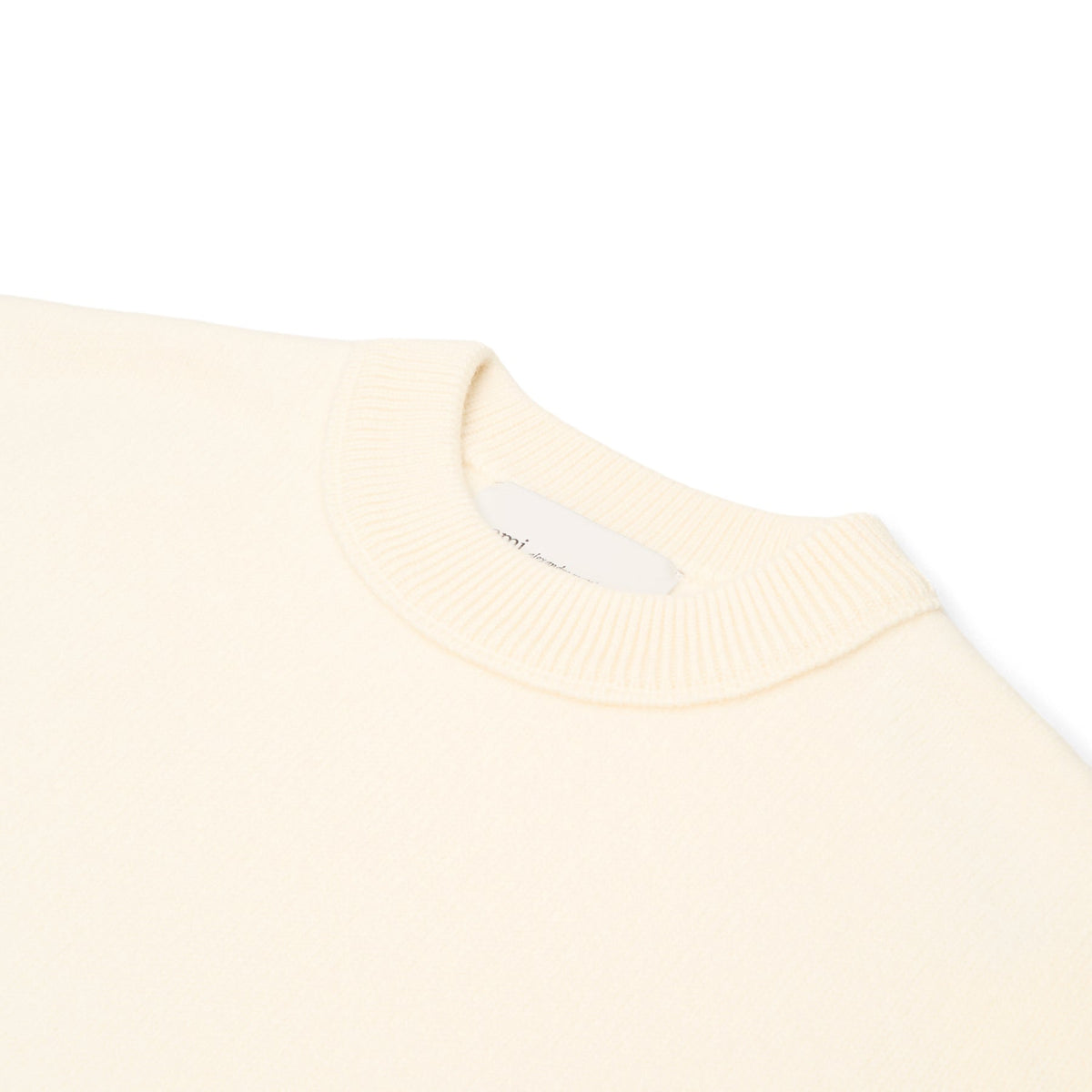 AMI Paris Crewneck Sweater With Contrasted AMI De Couer (Ecru/Rouge)