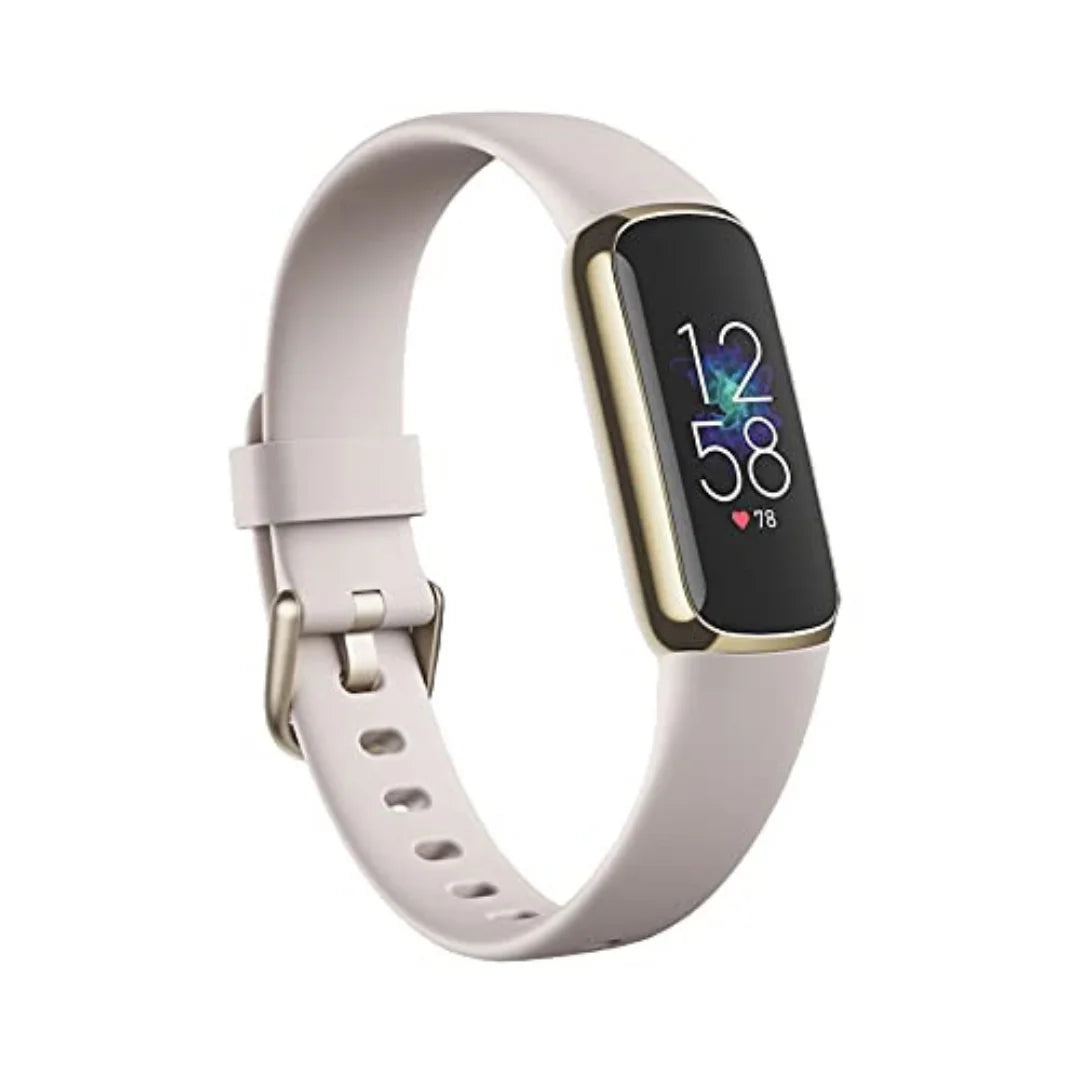Fitbit Luxe Fitness & Wellness Tracker – Soft Gold Case with White Band – FB422GLWT