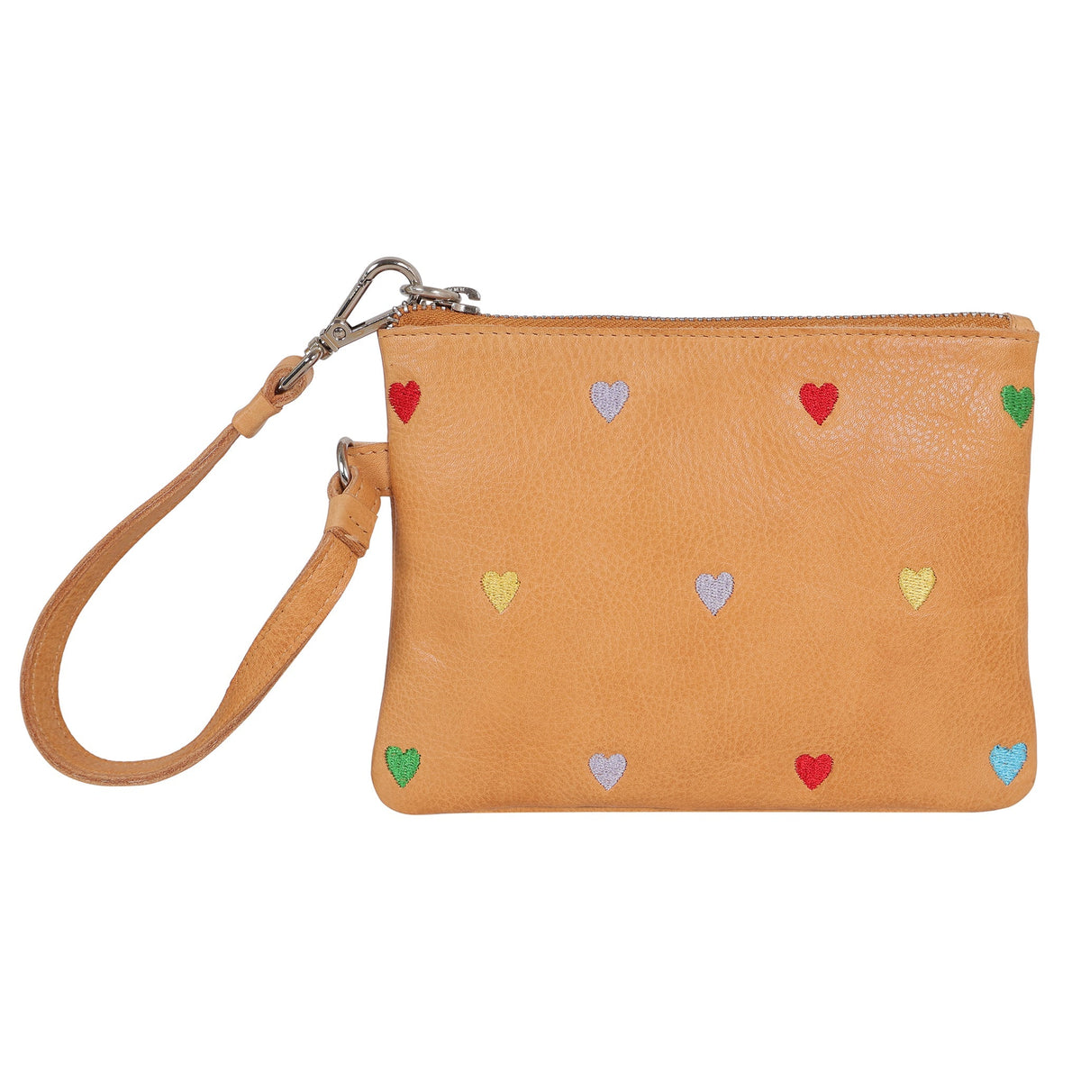 Heart Leather Zip Pouch