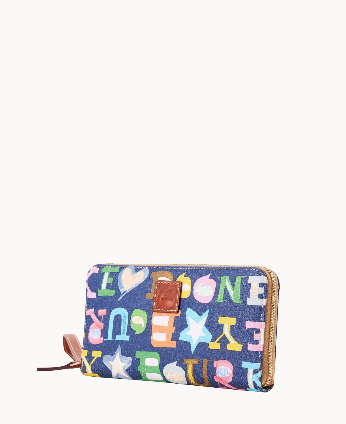 Doodle II Coated Cotton Large Zip Around Wristlet