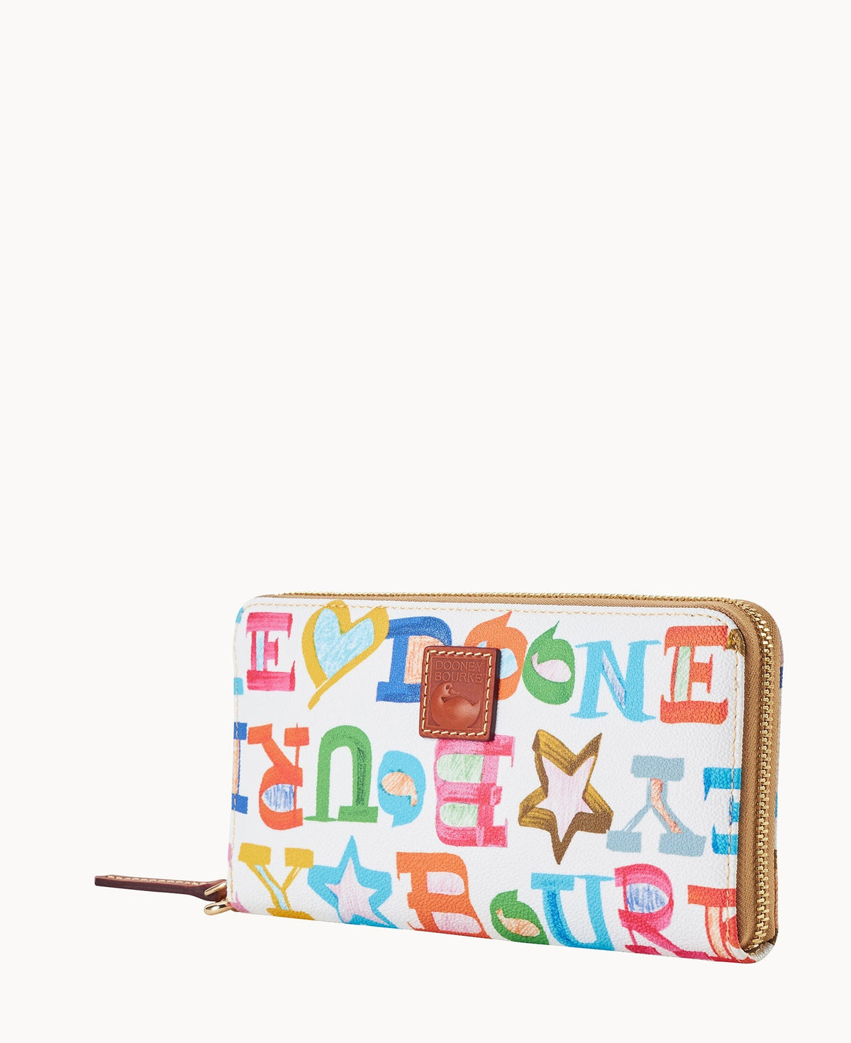 Doodle II Coated Cotton Large Zip Around Wristlet