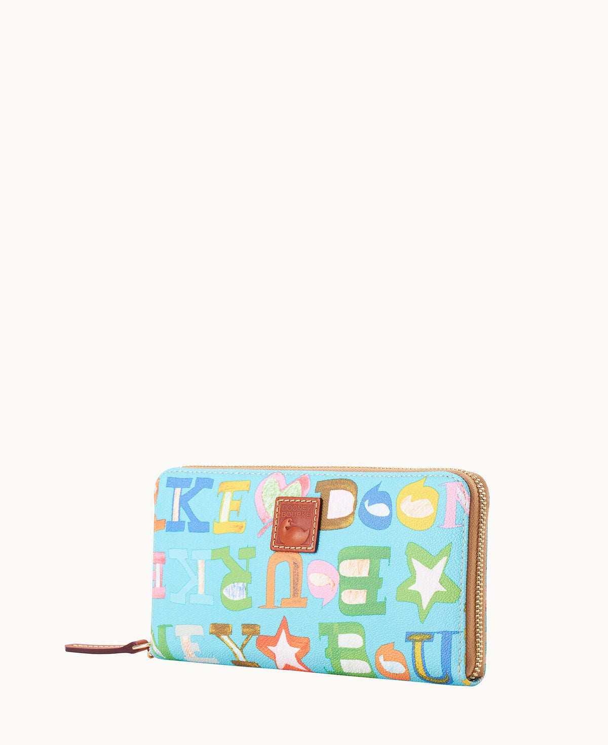 Doodle II Coated Cotton Large Zip Around Wristlet