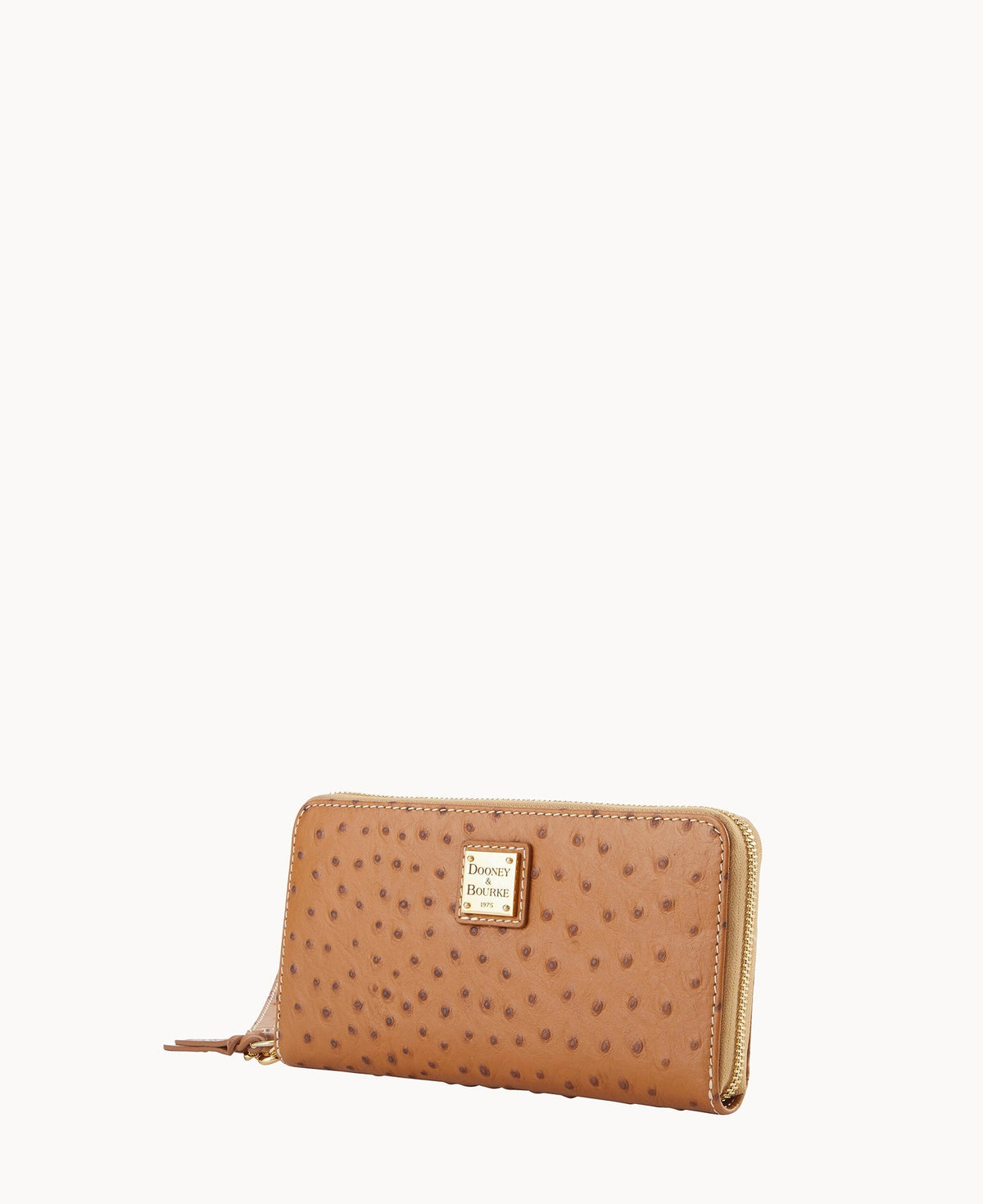 Ostrich Large Zip Around Wristlet