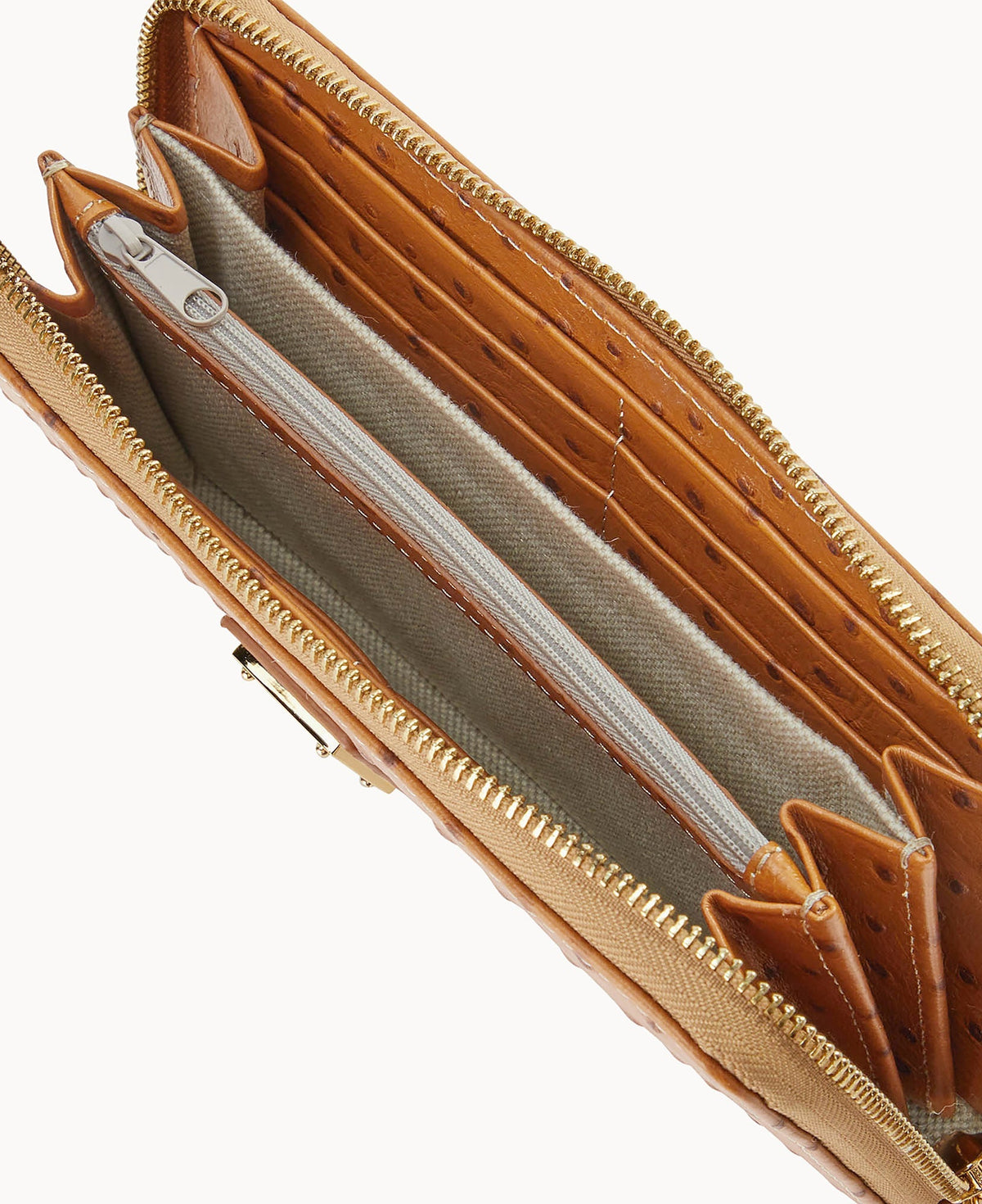 Ostrich Large Zip Around Wristlet