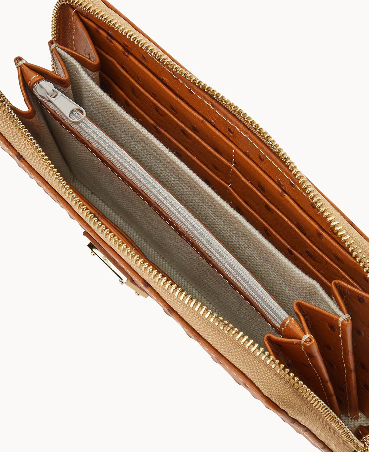 Ostrich Large Zip Around Wristlet