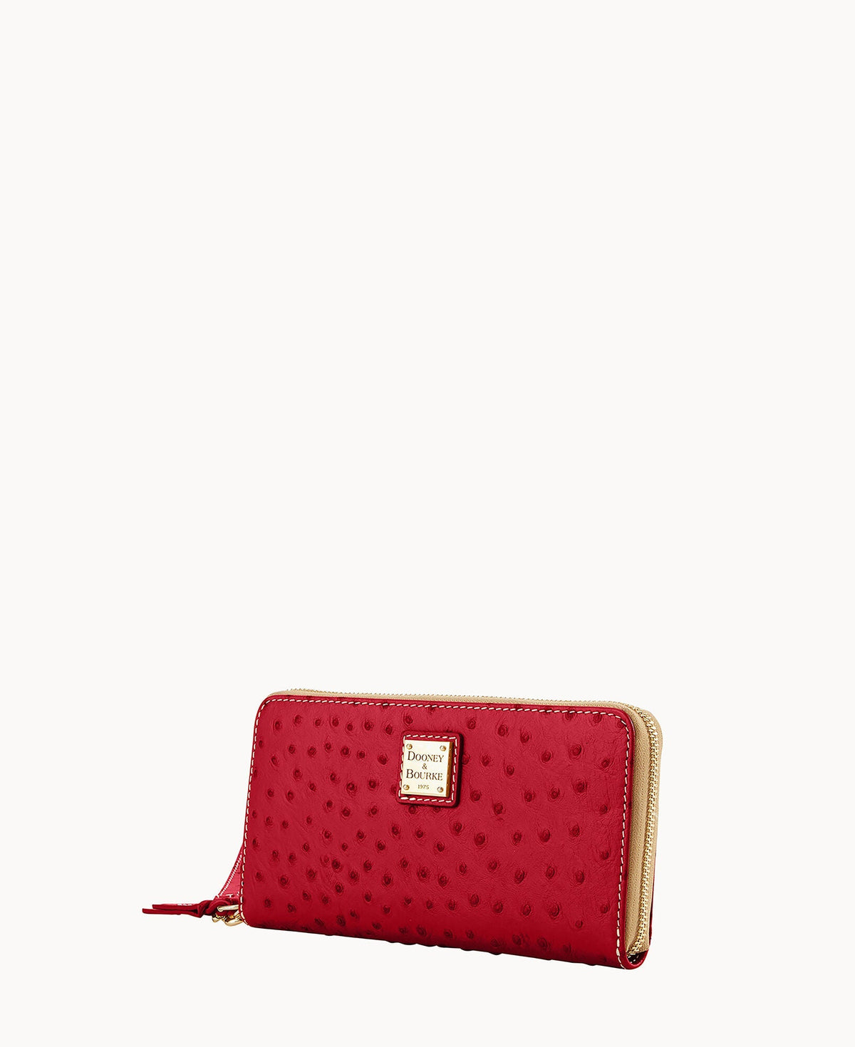 Ostrich Large Zip Around Wristlet