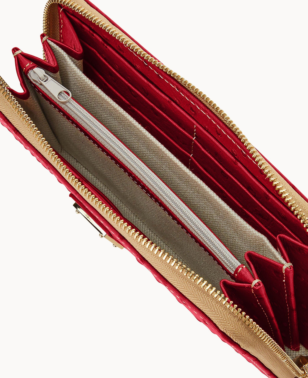 Ostrich Large Zip Around Wristlet