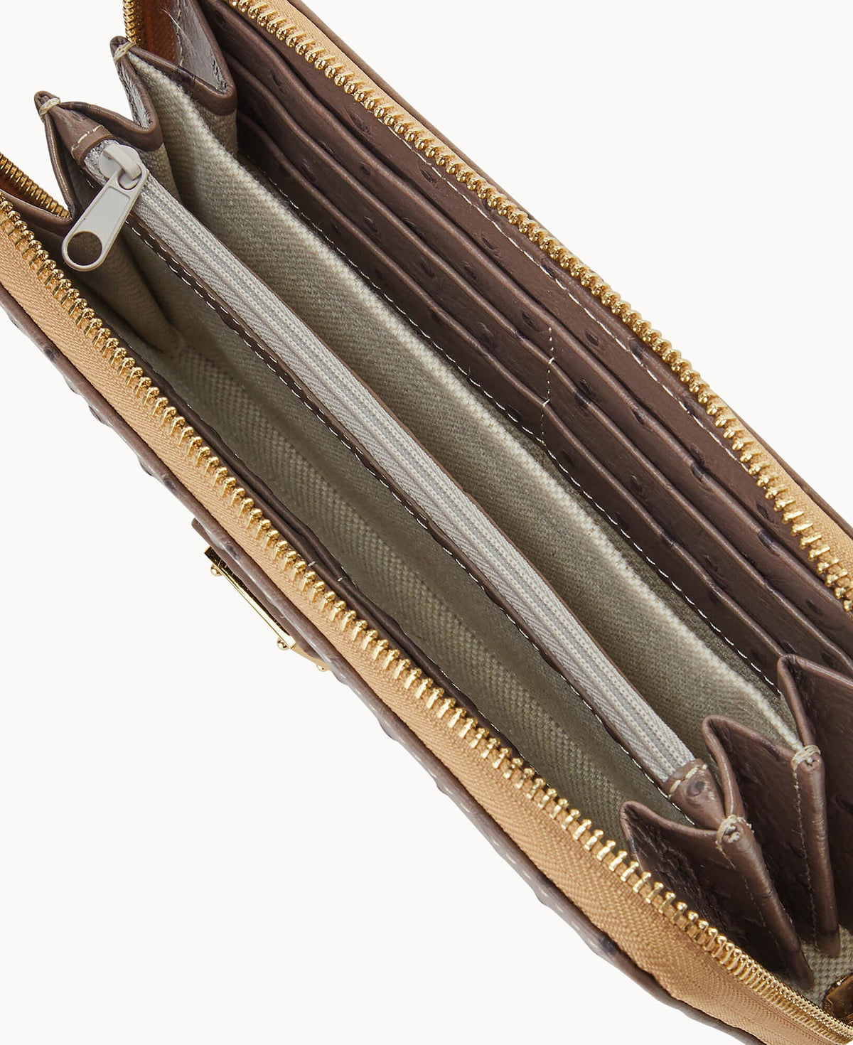 Ostrich Large Zip Around Wristlet