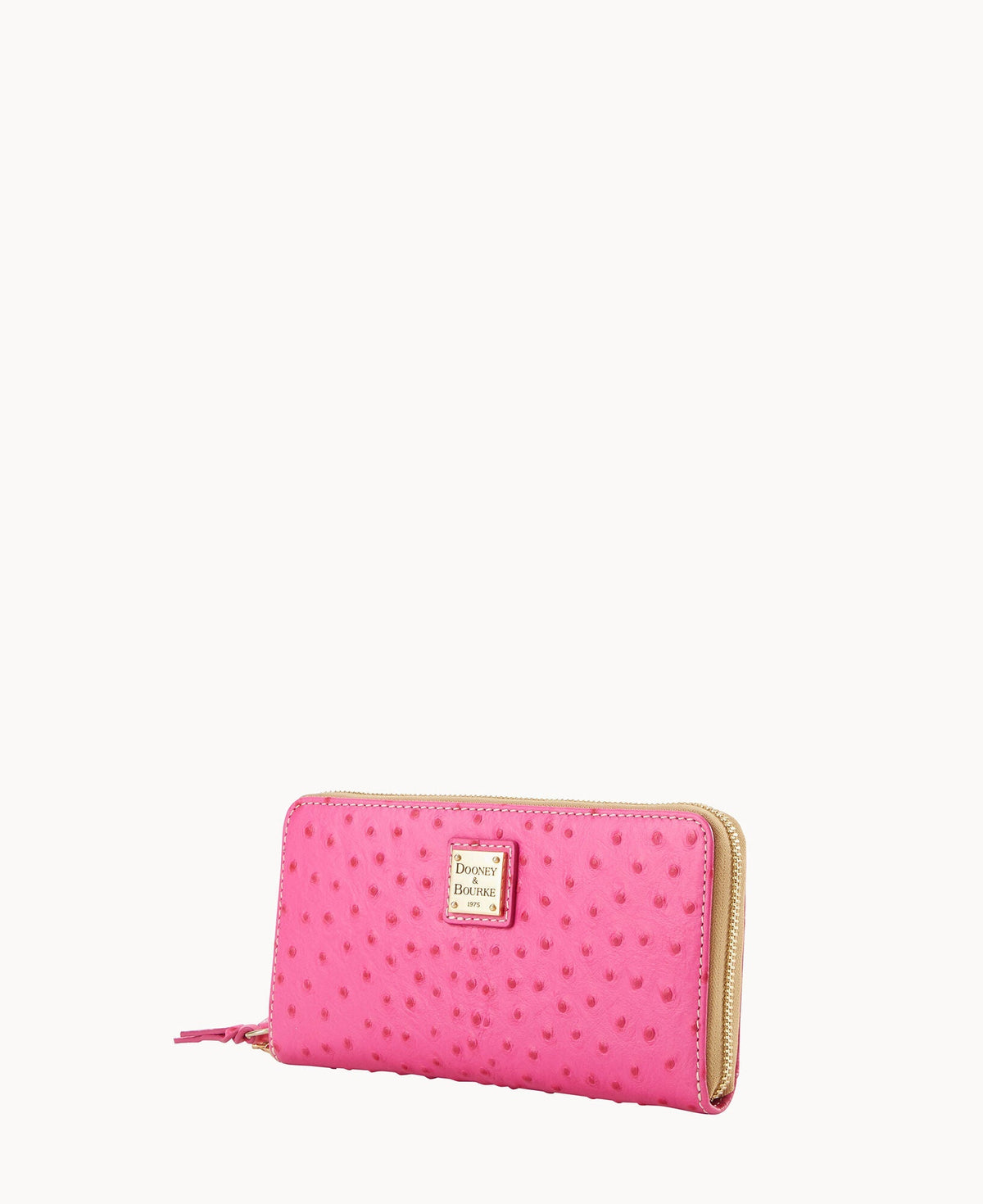 Ostrich Large Zip Around Wristlet