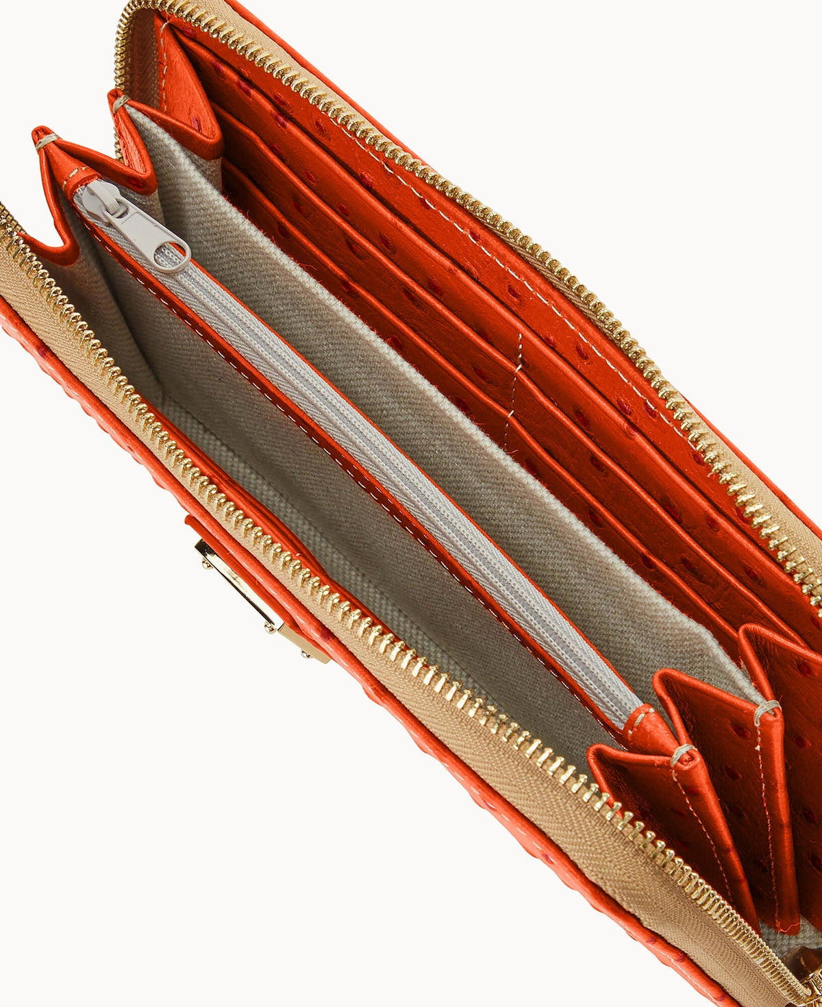 Ostrich Large Zip Around Wristlet