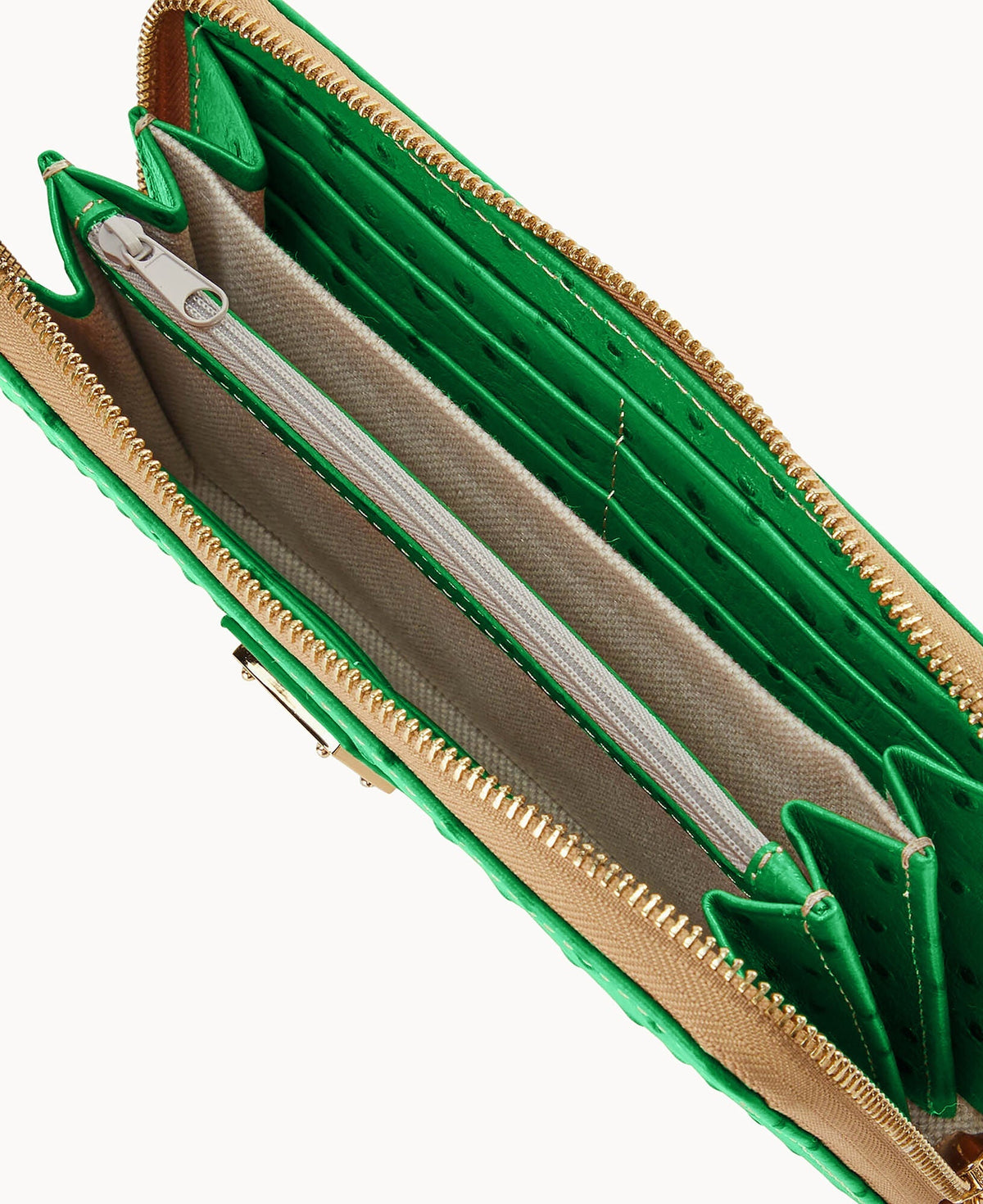 Ostrich Large Zip Around Wristlet