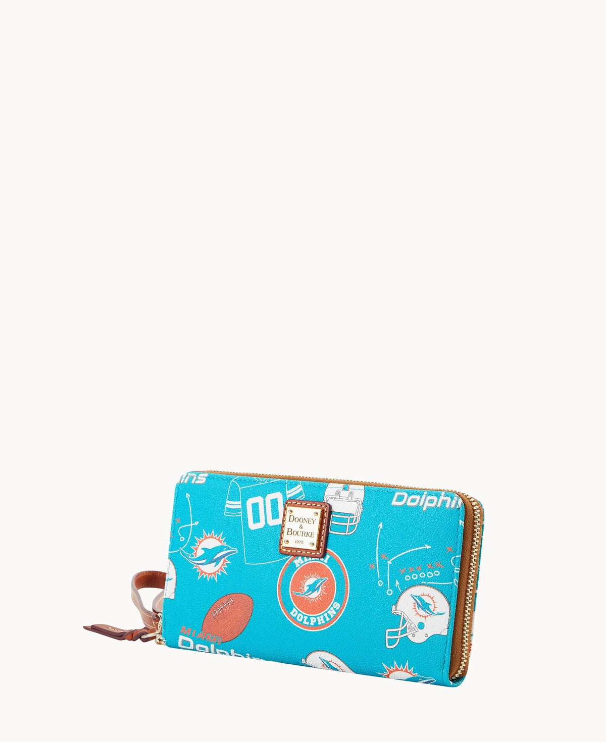 NFL Dolphins Large Zip Around Wristlet