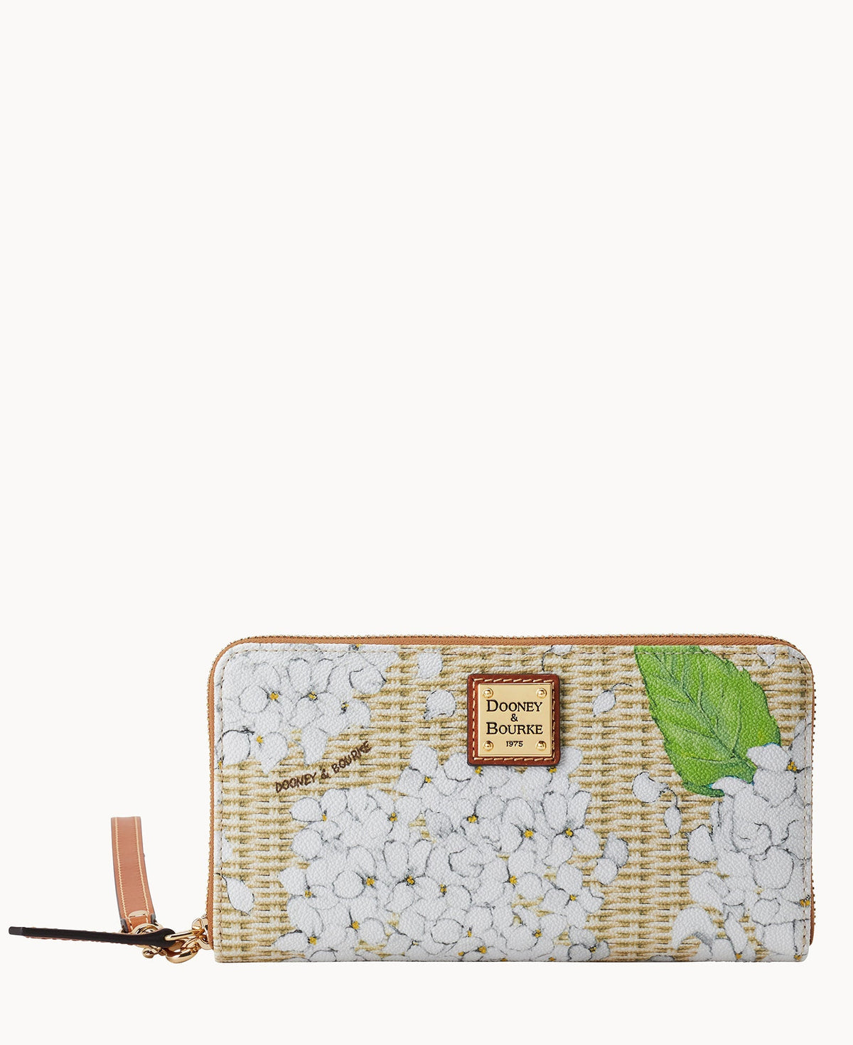 Hydrangea Basketweave Large Zip Around Wristlet