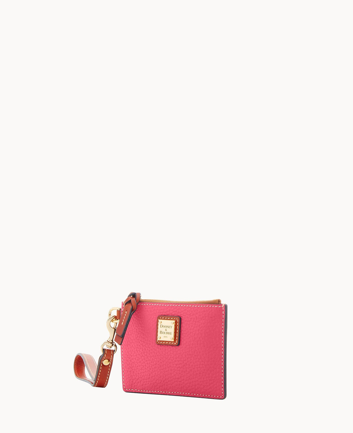 Pebble Grain Zip Top Card Case Wristlet