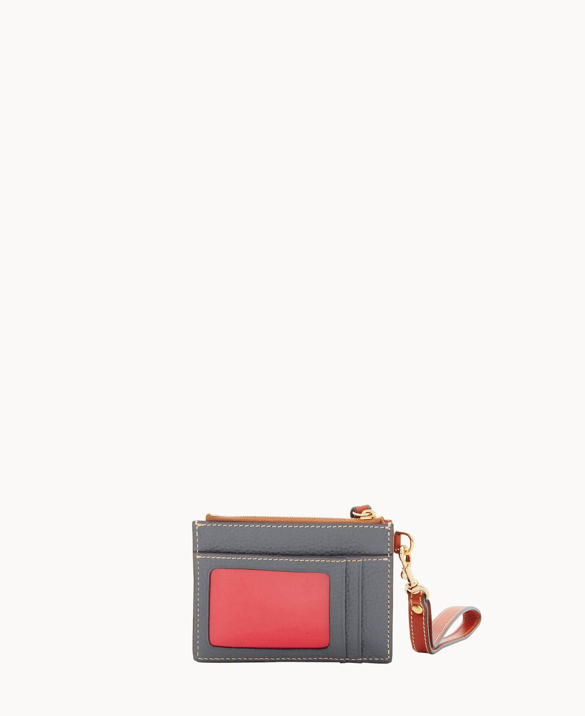 Pebble Grain Zip Top Card Case Wristlet