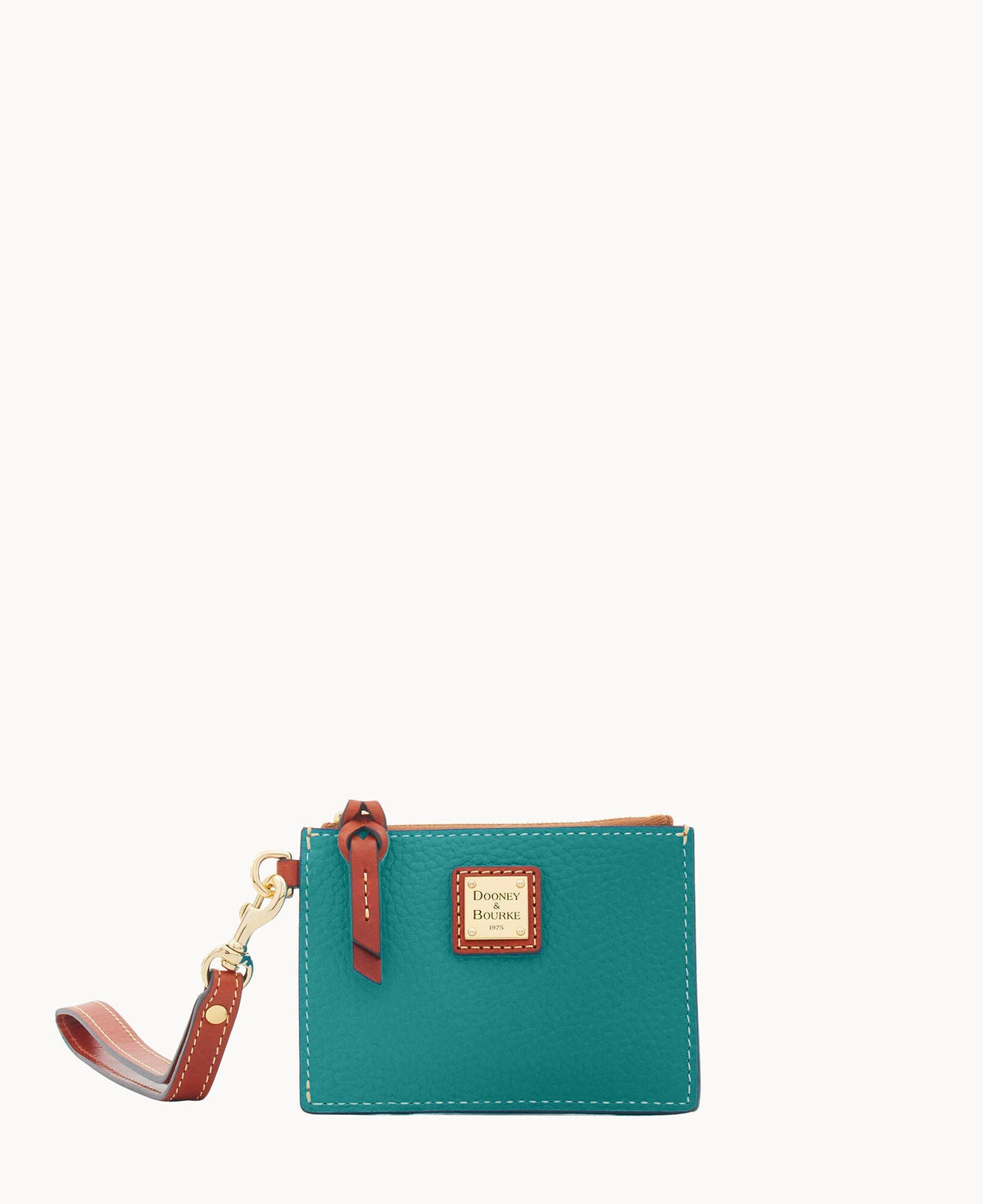 Pebble Grain Zip Top Card Case Wristlet