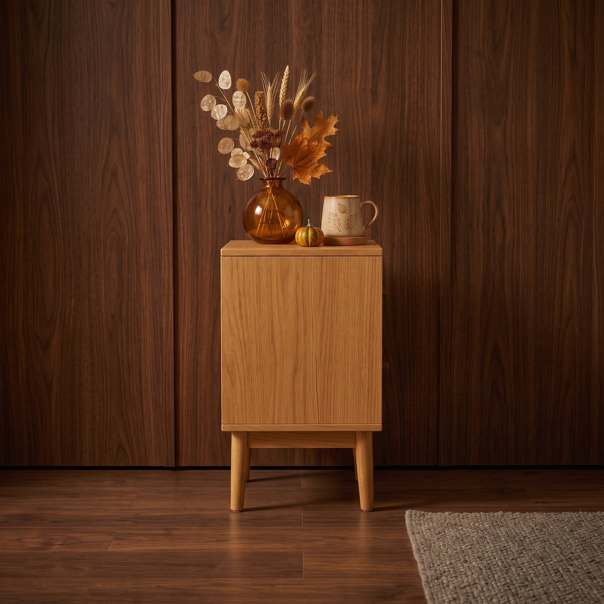Wright Narrow Oak Bedside Table