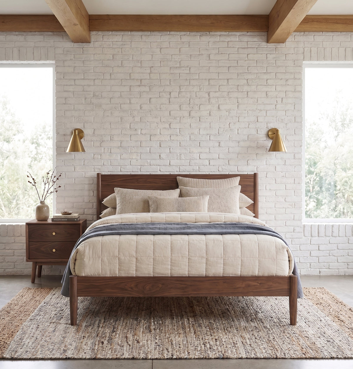 Wright Walnut King Bed Frame