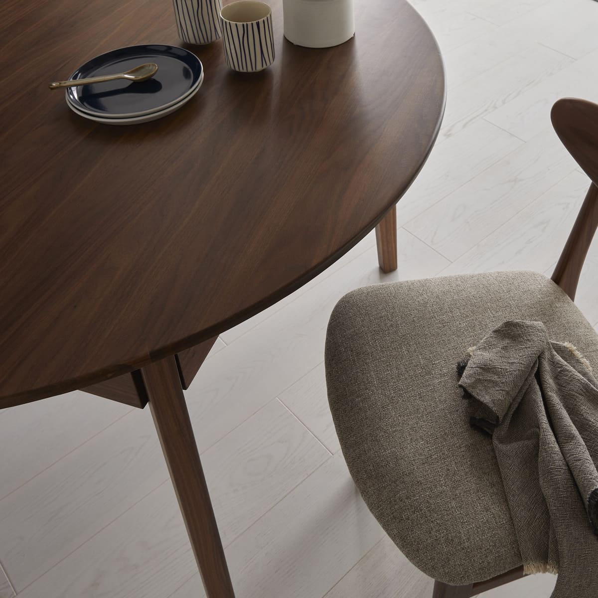 Wright Walnut Round Extendable Dining Table