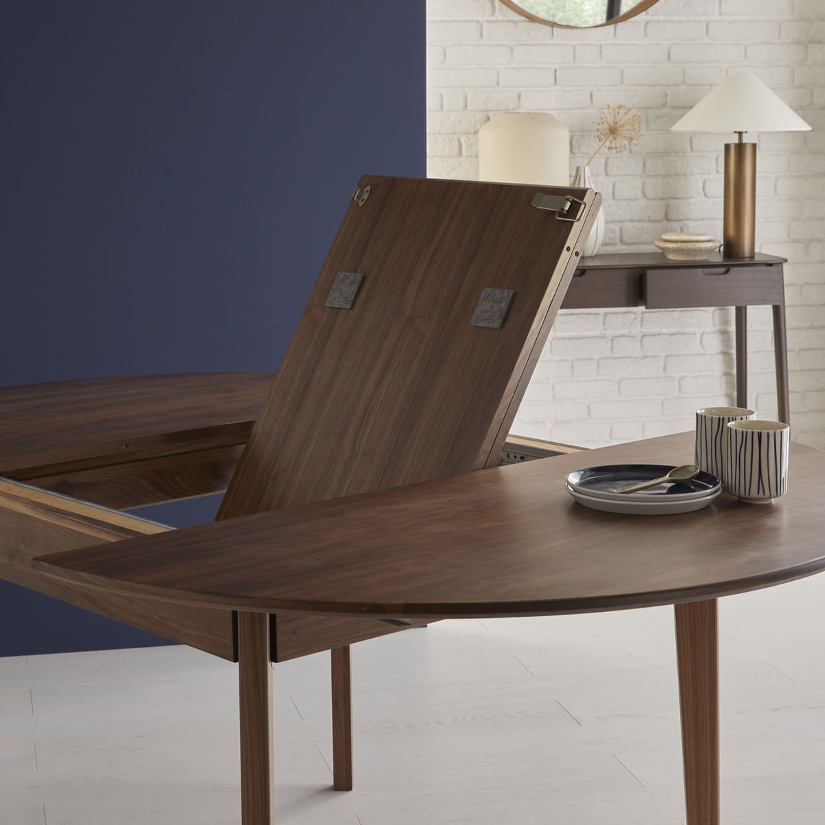 Wright Walnut Round Extendable Dining Table