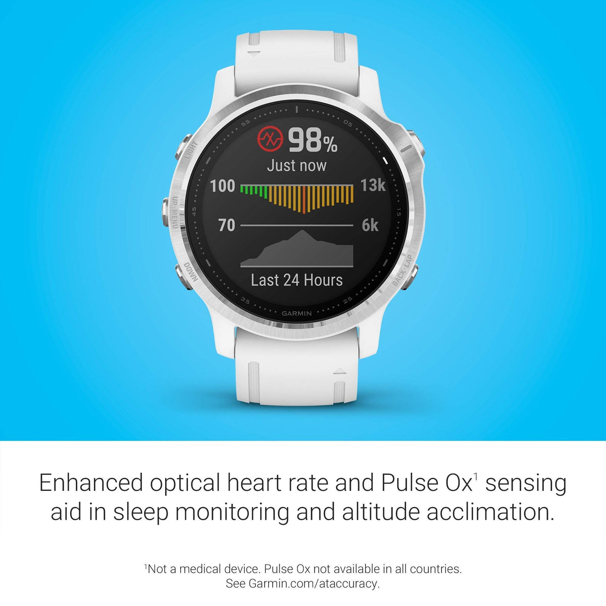 Garmin fenix 6S Smartwatch 42mm Polymer -White with White Silicone Band - 010-02159-00