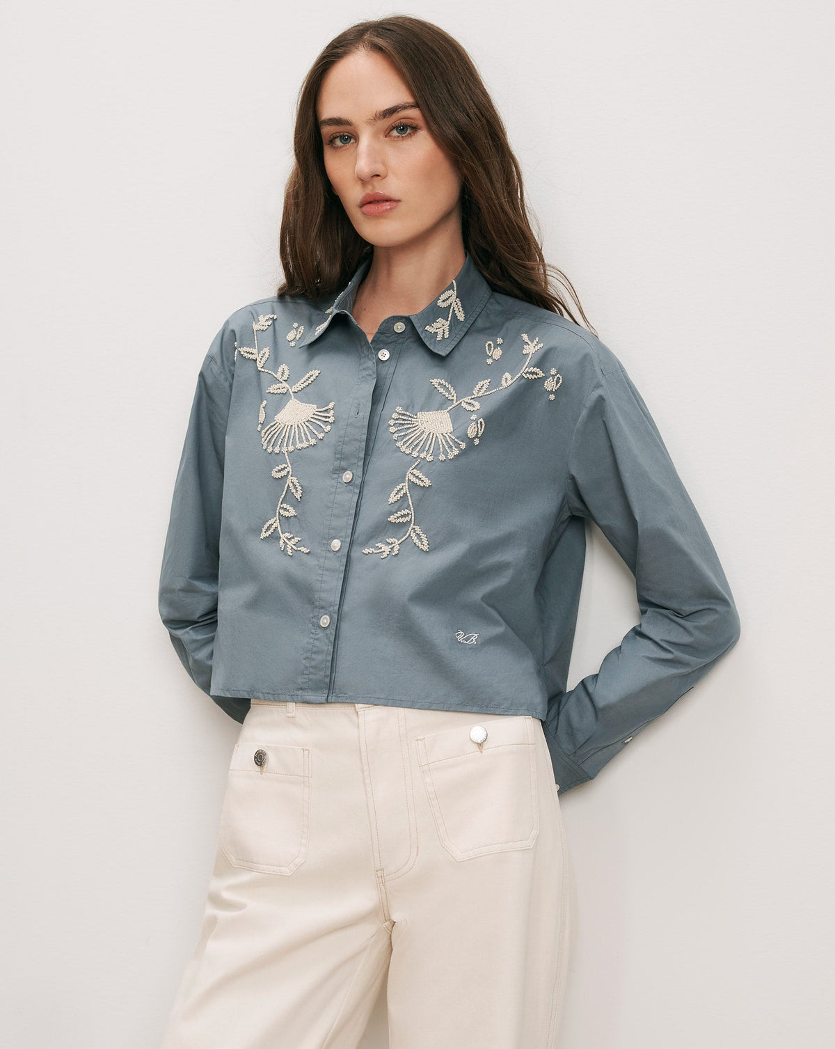 Aderes Beaded Button-Down Shirt