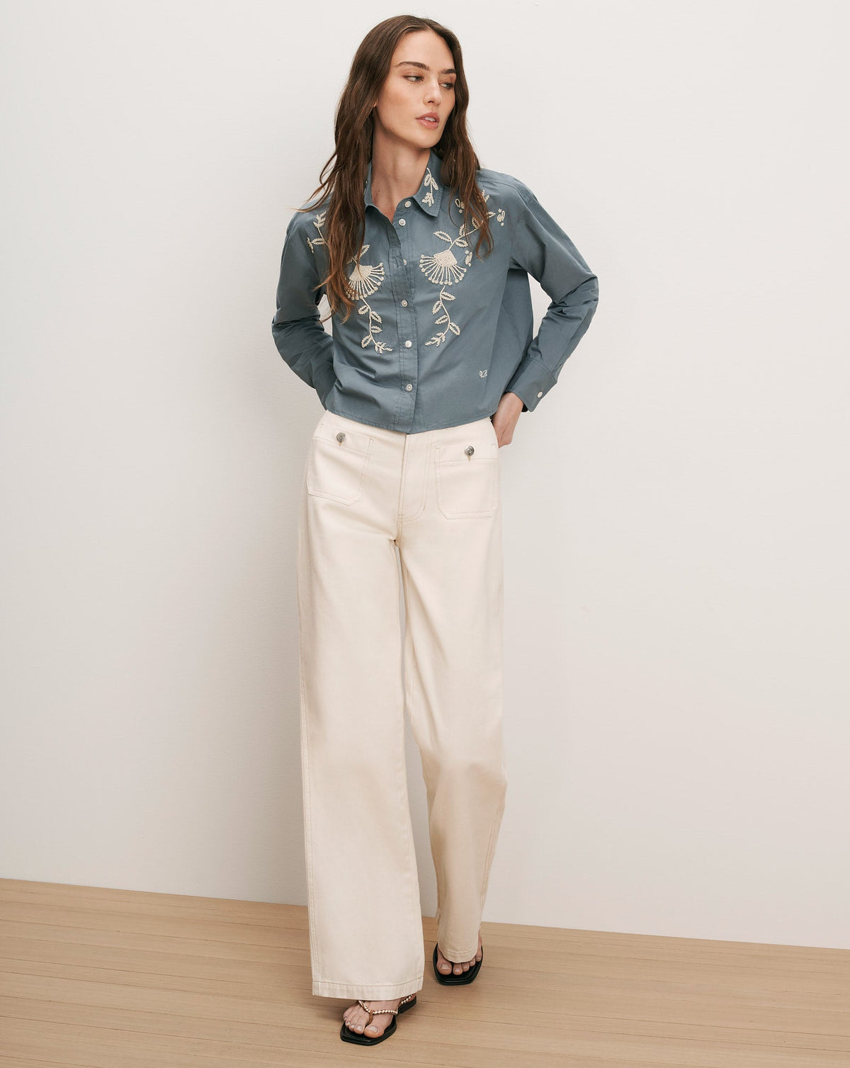 Aderes Beaded Button-Down Shirt