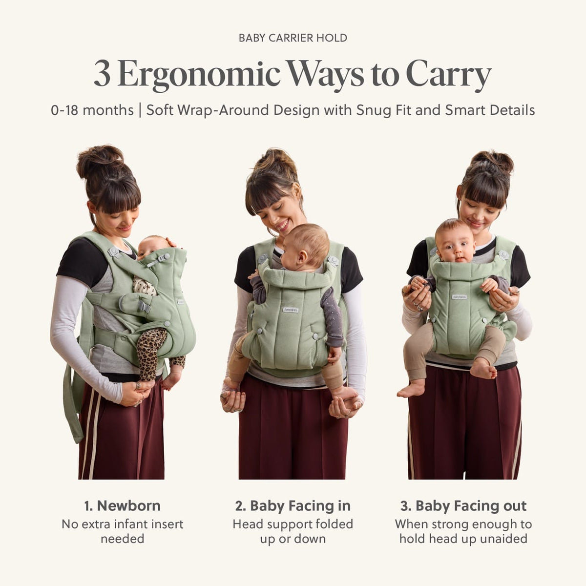 BabyBjörn Baby Carrier Hold - Woven, Light Green