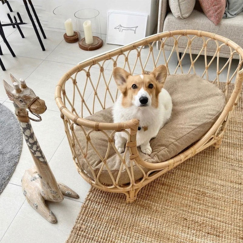 Handmade Rattan Woven Pet Bed Sofa
