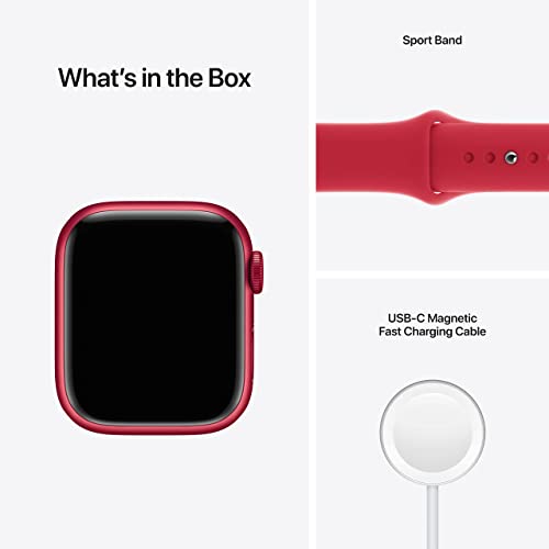 Apple Watch Series 7 (GPS, 41MM) - Red Aluminum Case with Red Sport Band - MKN23LL/A