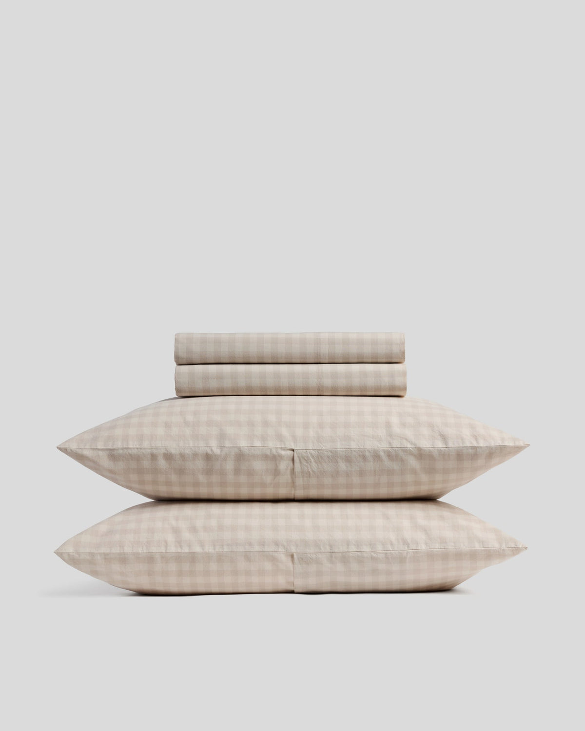 Brushed Cotton Sheet Set - Bone Check K/CK
