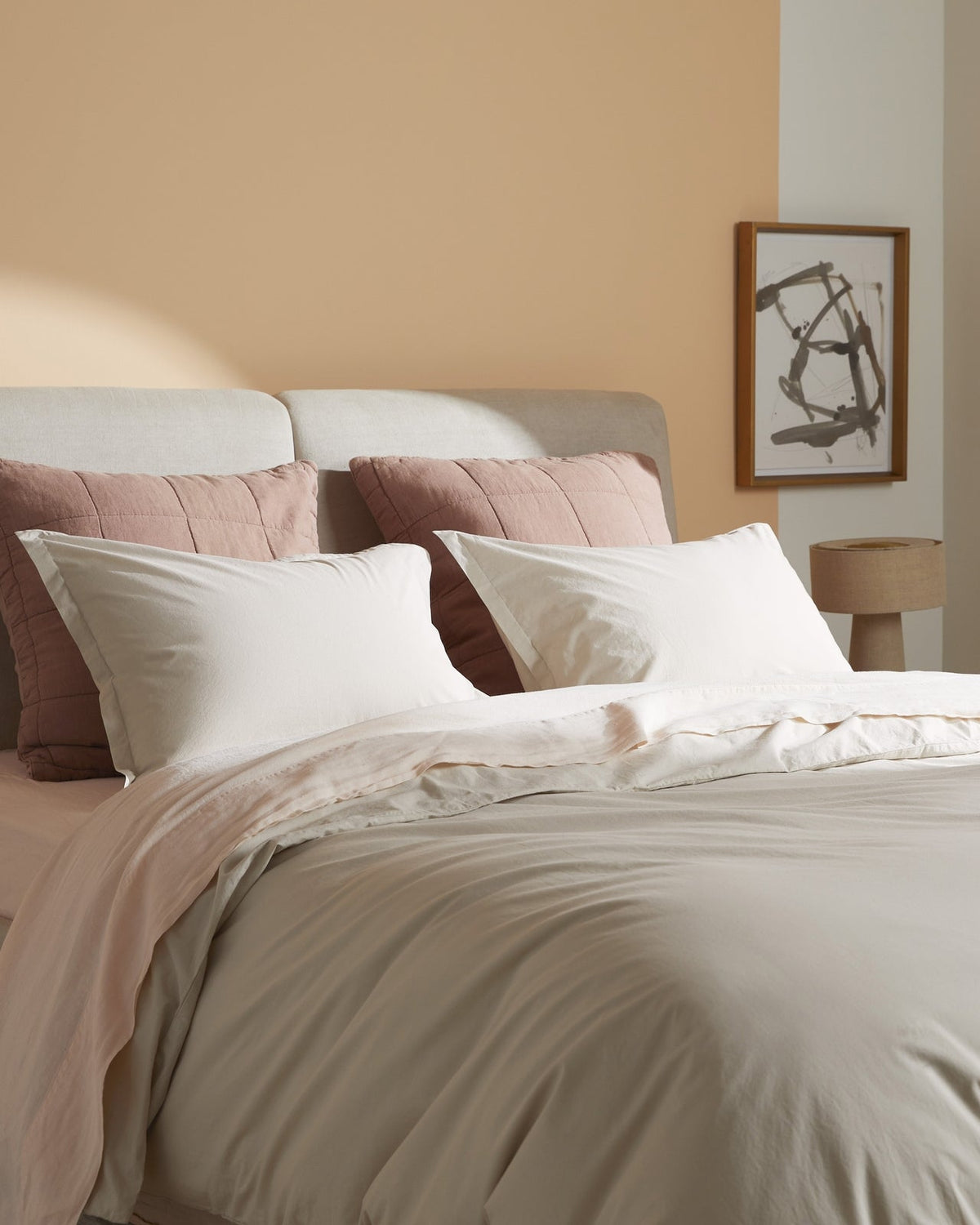 Brushed Cotton Duvet Cover Set - Bone F/Q