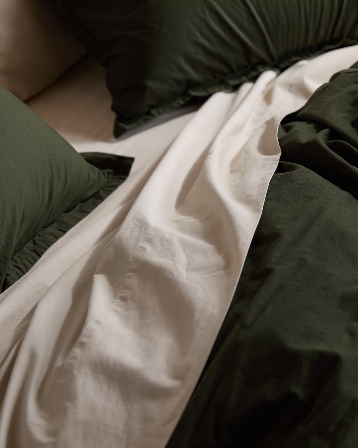 Brushed Cotton Duvet Cover Set - Evergreen TW/XL