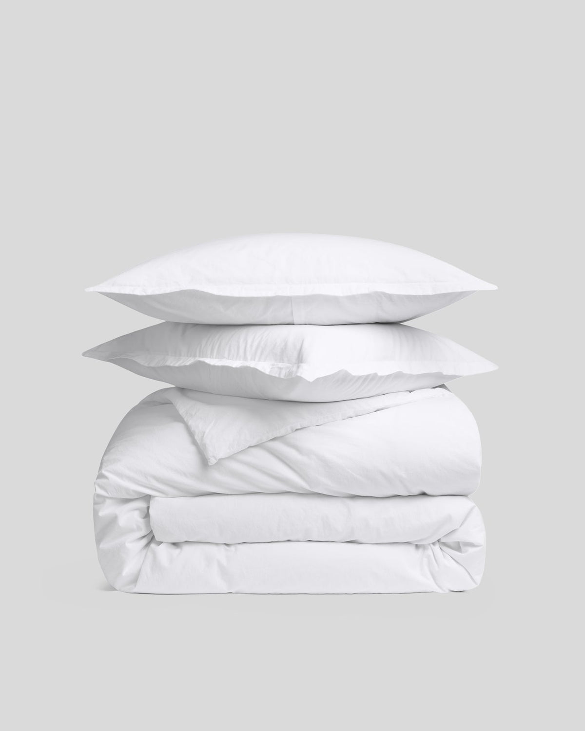 Brushed Cotton Duvet Cover Set - White F/Q