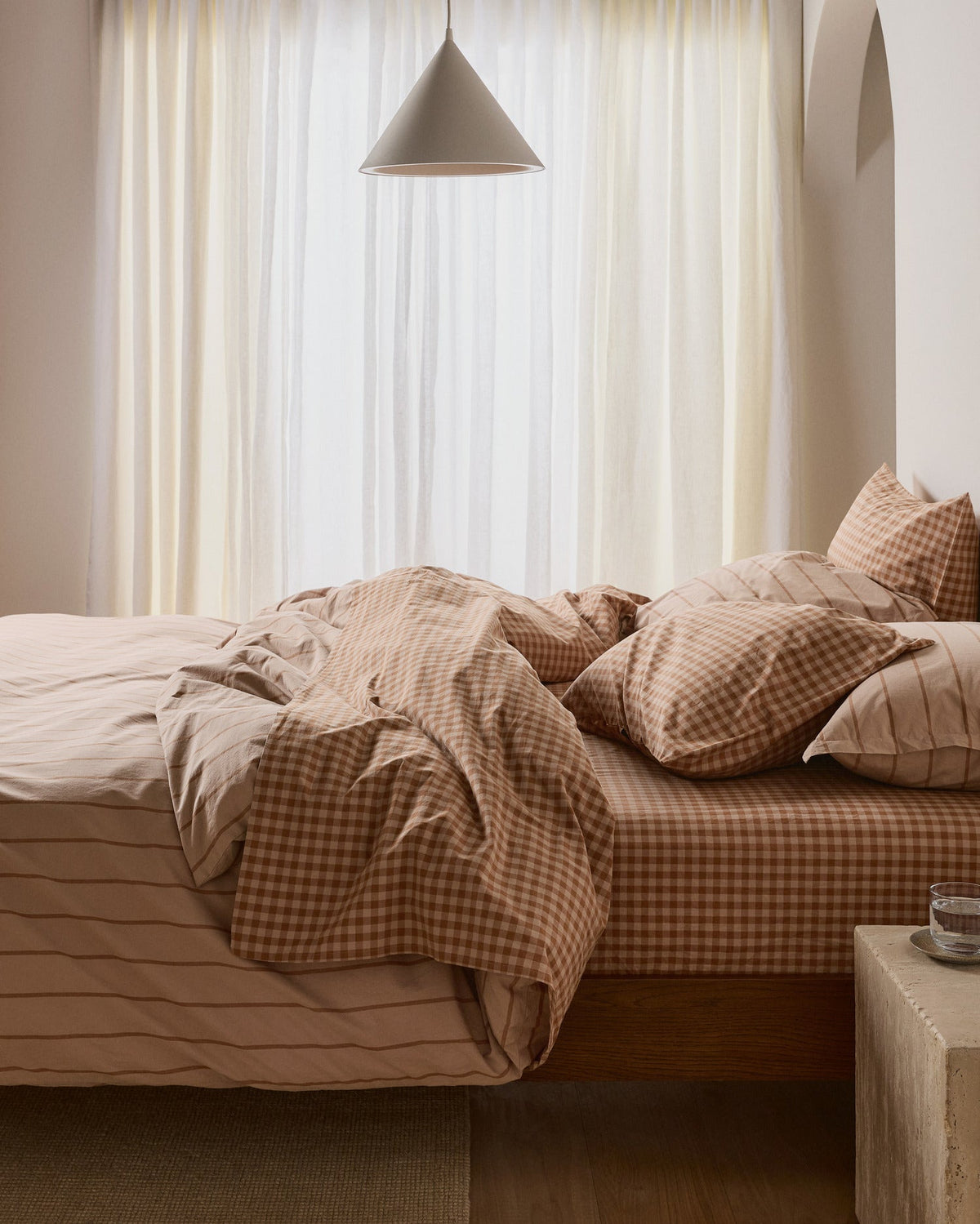 Brushed Cotton Sheet Set - Adobe Check K/CK
