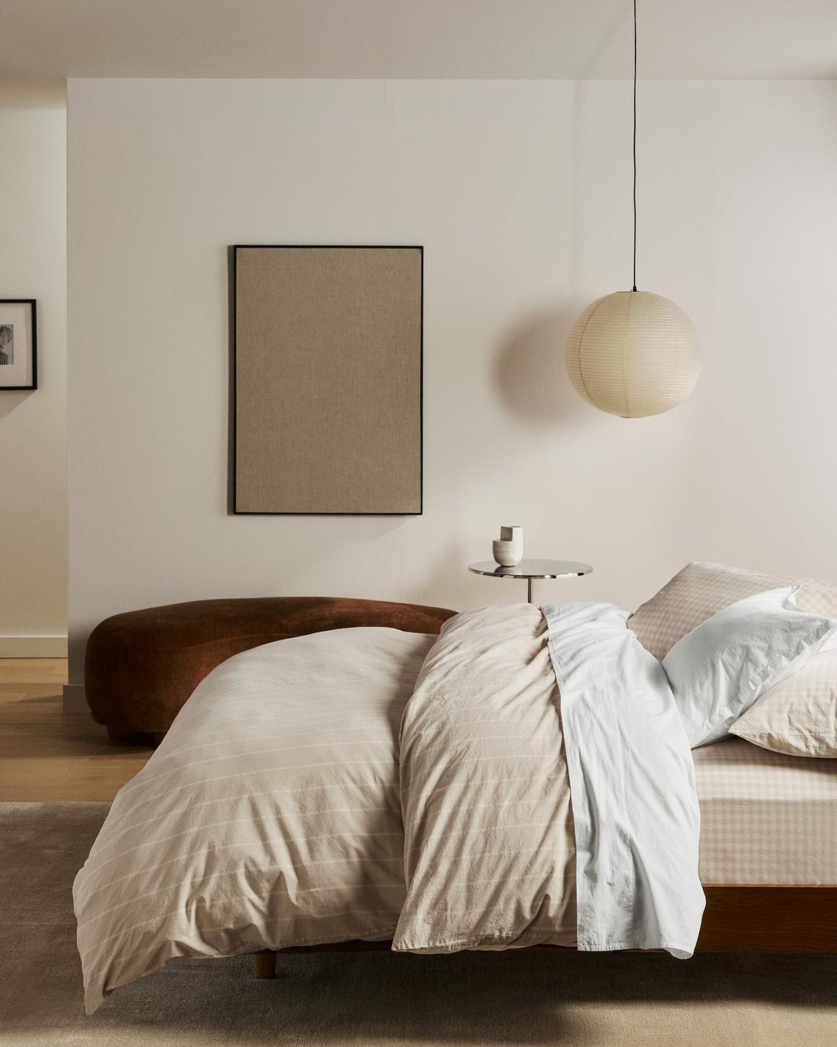 Brushed Cotton Fitted Sheet (Bone Check)