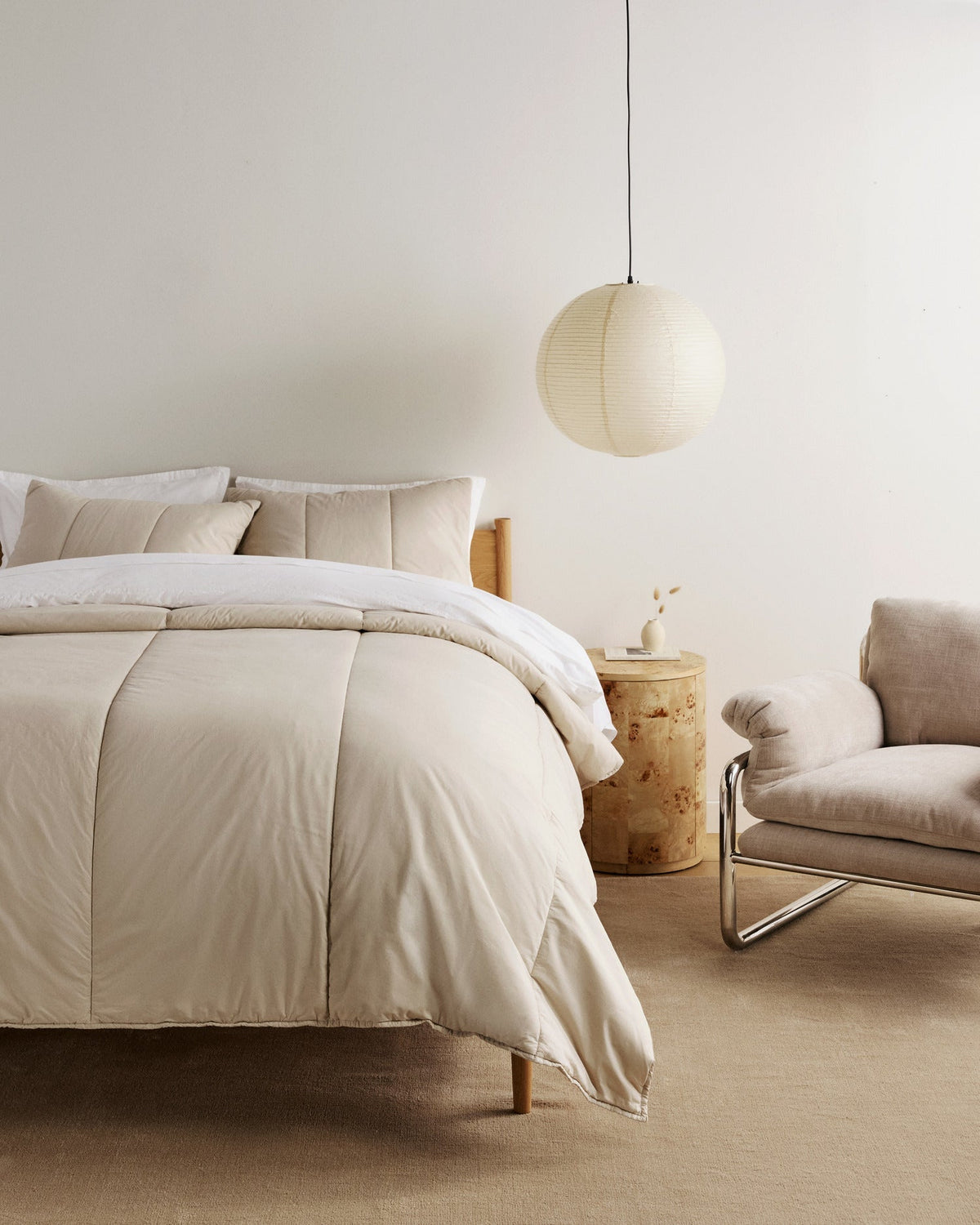 Brushed Cotton Quilted Sham Set (Bone)