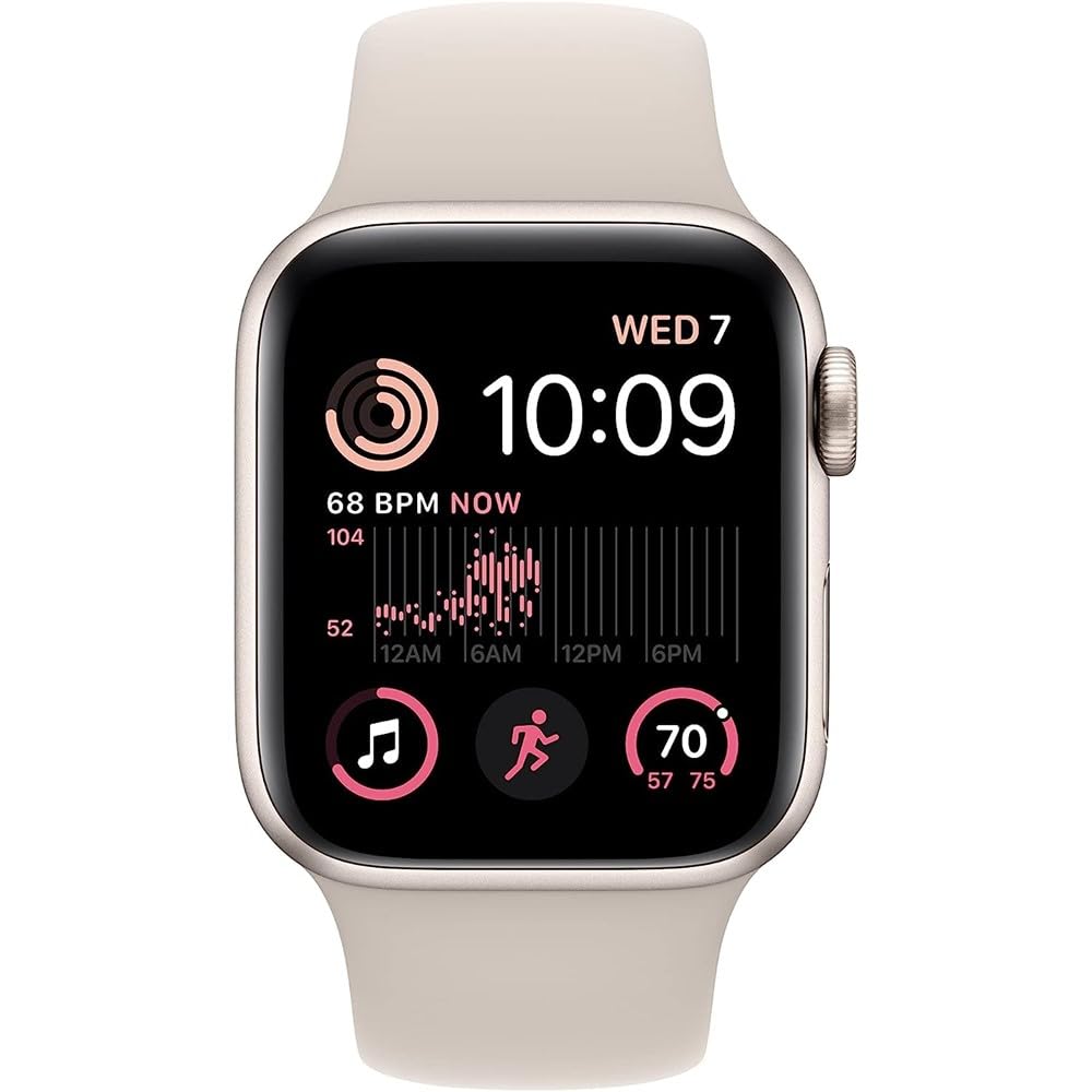 Apple Watch SE 2nd Gen (GPS + Cell) 40mm Starlight Alum Case w/ S/M Starlight Sport Band - MRFW3LL/A