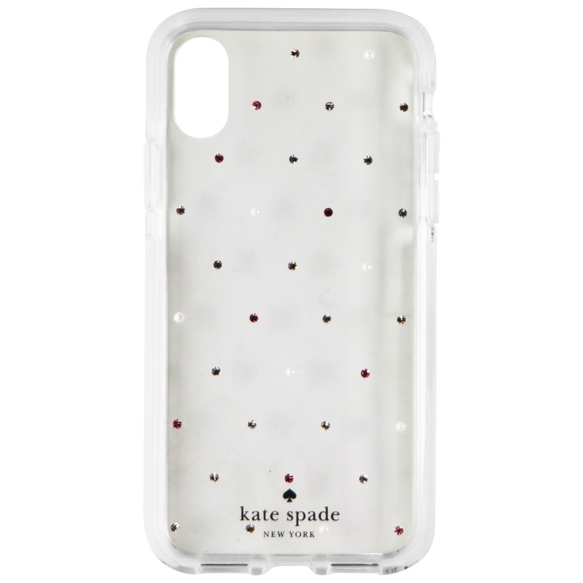 Kate Spade Defensive Hardshell Case for iPhone XS and X - Clear / Pin Dot Gems - New